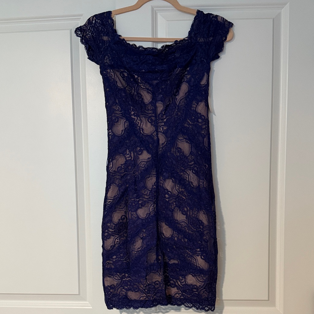 Nicole Miller Navy Blue Lace Mini Dress